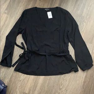 Black wrap blouse